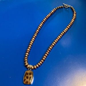 Brown Pearl and Leopard Necklace